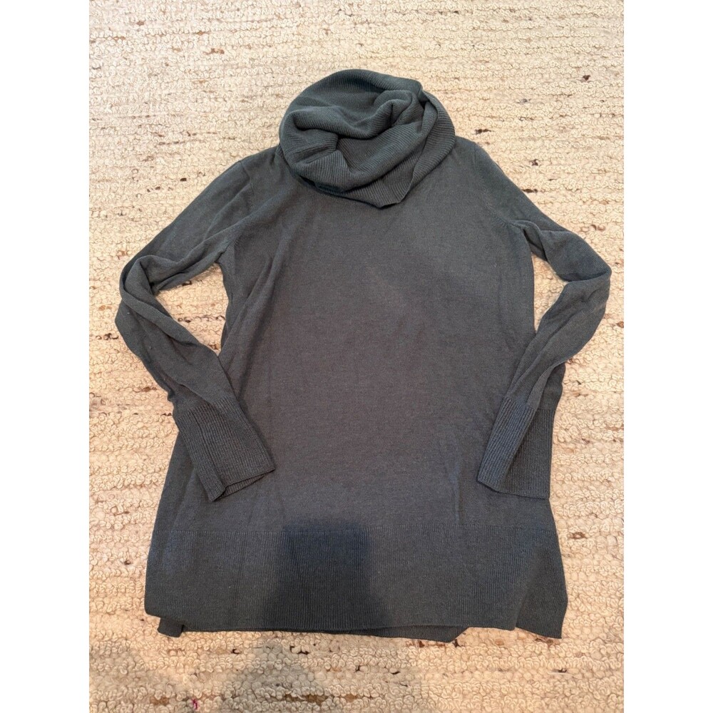 LOFT Women’s Medium Cowl Neck Tunic Sweater Dark Gray Long Sleeve Acrylic Nylon